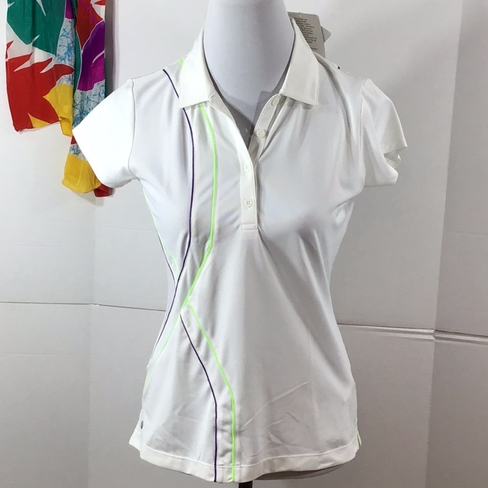 EP Pro white Prismatic golf polo shirt S NWT